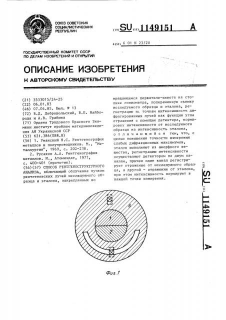 Способ рентгеноструктурного анализа (патент 1149151)