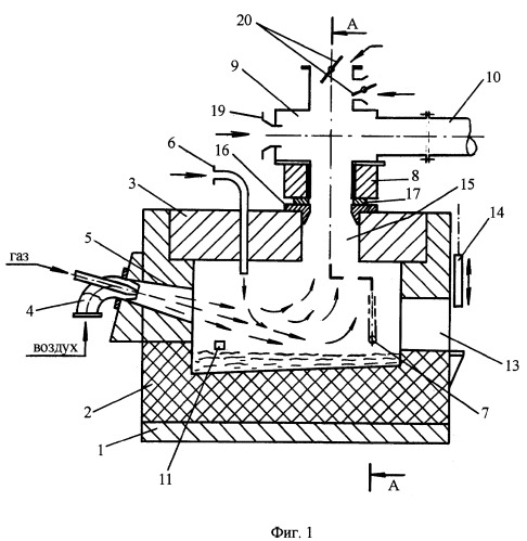 Печь для получения трехокиси сурьмы (патент 2288414)