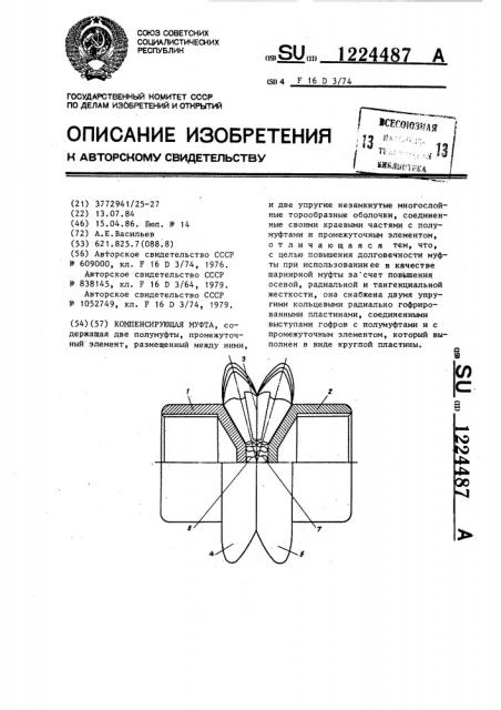 Компенсирующая муфта (патент 1224487)