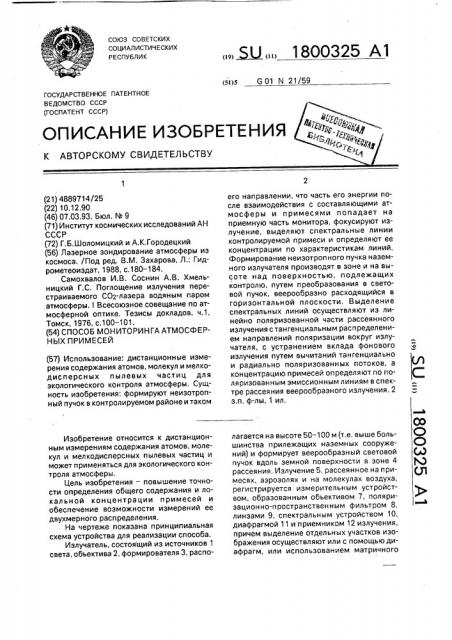 Способ мониторинга атмосферных примесей (патент 1800325)