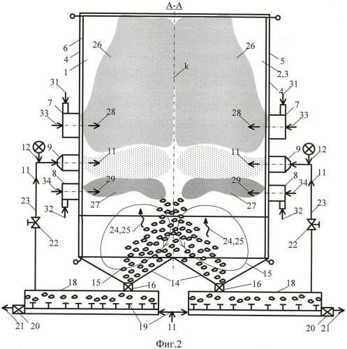 Способ активирования порошкообразного угля в вертикальной четырехгранной призматической топке (патент 2500953)