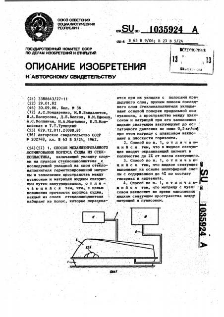 Способ механизированного формования корпуса судна из стеклопластика (патент 1035924)