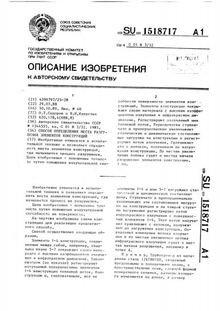 Способ определения места разрушения элементов конструкций (патент 1518717)