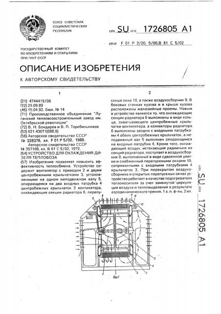 Устройство для охлаждения дизеля тепловоза (патент 1726805)