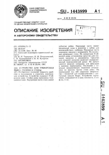 Устройство для тренировки мышц голени и стопы (патент 1443899)