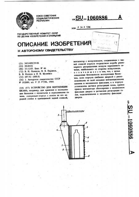 Устройство для вентиляции шкафа (патент 1060886)