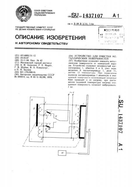 Устройство для очистки металлических поверхностей (патент 1437107)