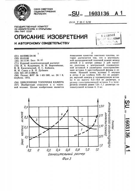 Циклонная топочная камера (патент 1603136)
