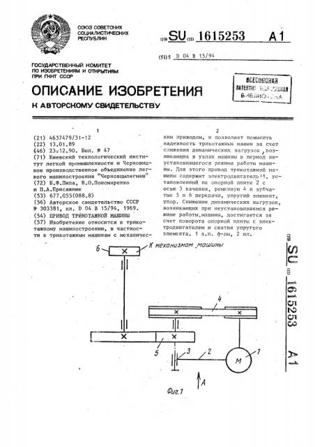 Привод трикотажной машины (патент 1615253)