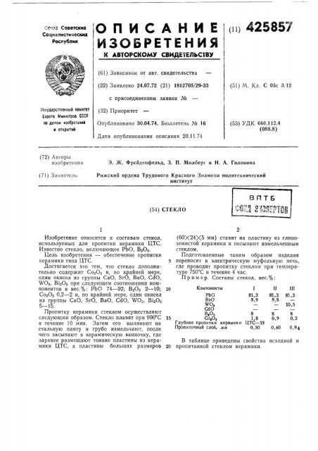 Стекловптб^^^^^ ^'^^i^^^^fii-.'^^'.г.-д kt i^.i^^.^,f jijl (патент 425857)