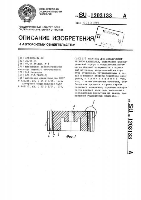 Электрод для электролитического натирания (патент 1203133)