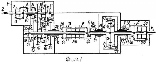Реверсивная (20r20) несоосная 24-х ступенчатая вально-планетарная коробка передач типа 24r28 (патент 2656930)