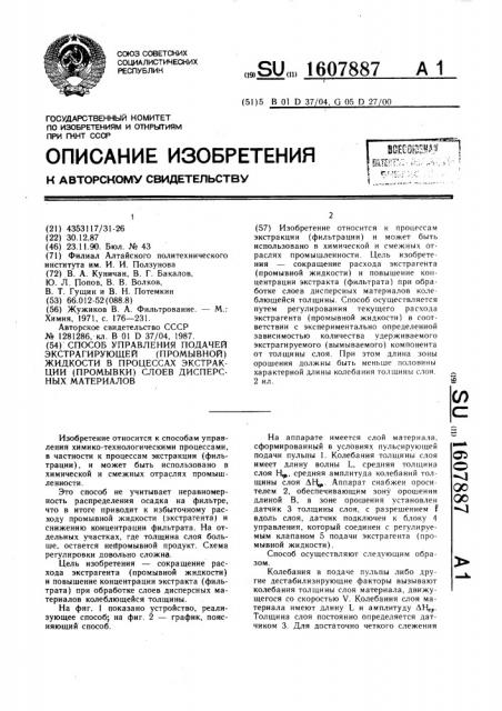 Способ управления подачей экстрагирующей (промывной) жидкости в процессах экстракции (промывки) слоев дисперсных материалов (патент 1607887)