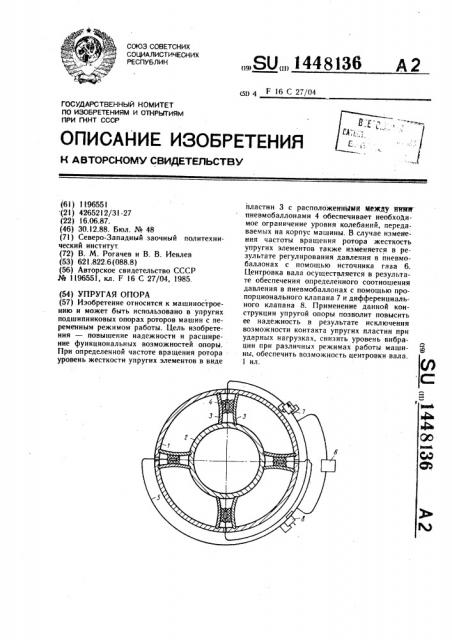 Упругая опора (патент 1448136)