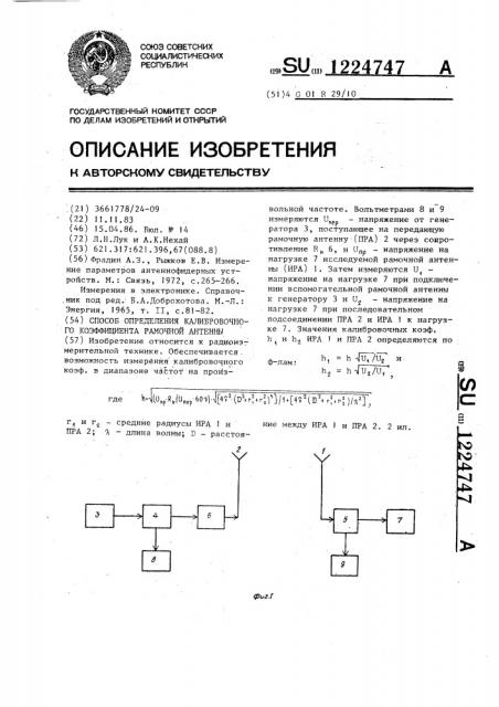 Способ определения калибровочного коэффициента рамочной антенны (патент 1224747)