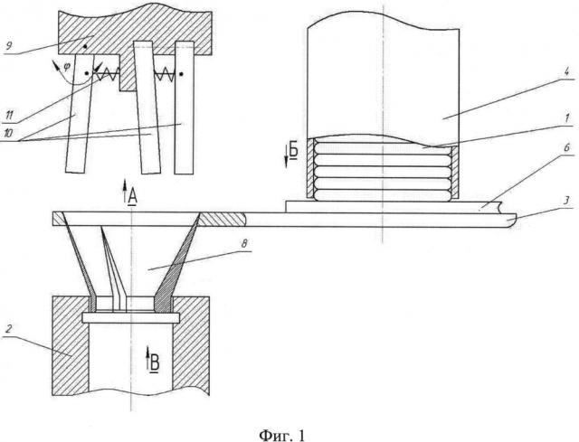 Устройство для автоматической установки упругого кольца во внутреннюю канавку детали (патент 2595081)