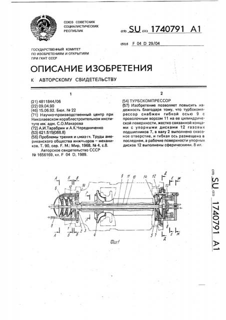 Турбокомпрессор (патент 1740791)