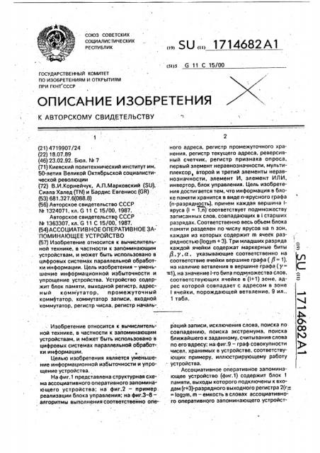 Ассоциативное оперативное запоминающее устройство (патент 1714682)