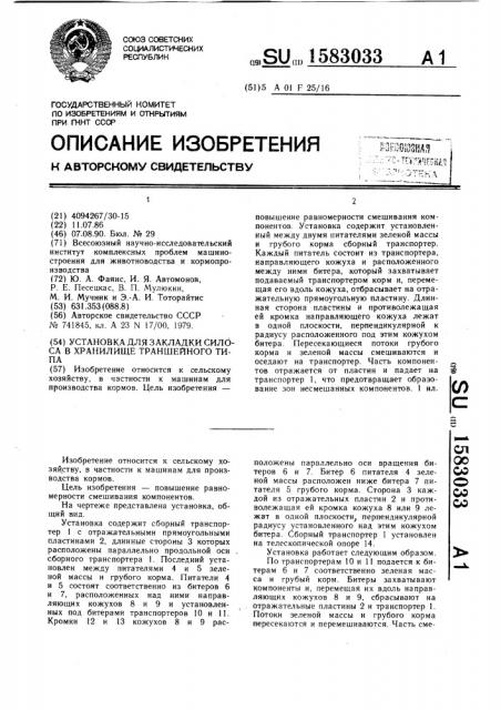 Установка для закладки силоса в хранилище траншейного типа (патент 1583033)