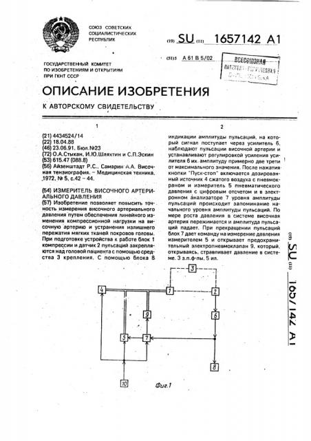 Измеритель височного артериального давления (патент 1657142)