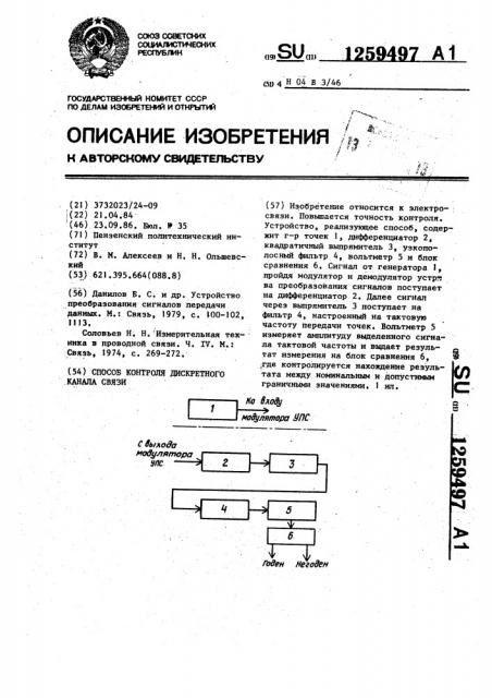 Способ контроля дискретного канала связи (патент 1259497)