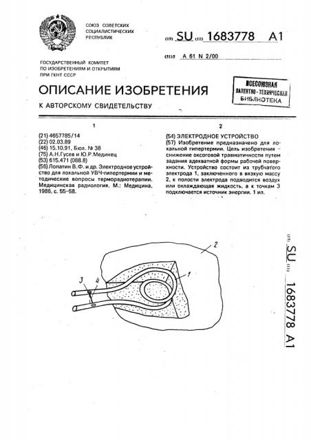Электродное устройство (патент 1683778)