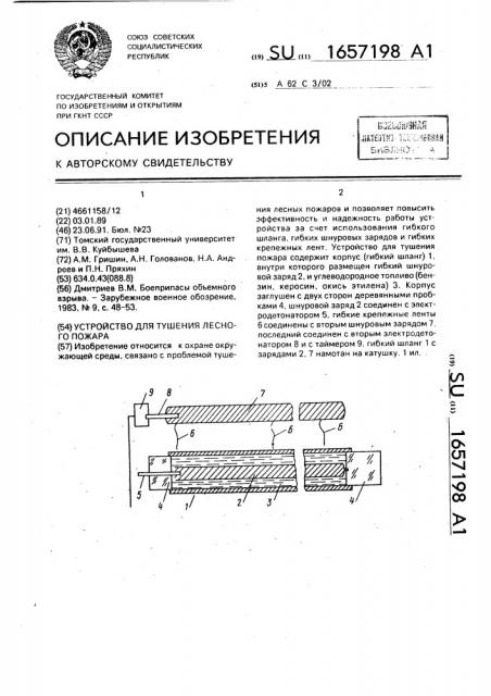 Устройство для тушения лесного пожара (патент 1657198)