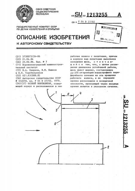 Осевой вентилятор (патент 1213255)