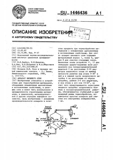 Аппарат кипящего слоя (патент 1446436)