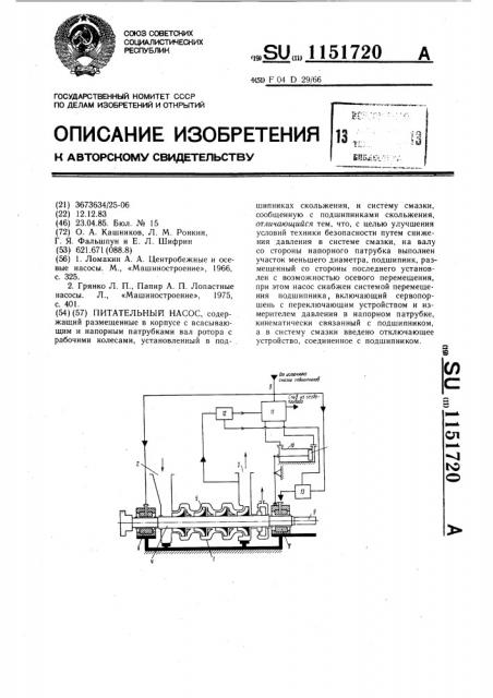 Питательный насос (патент 1151720)