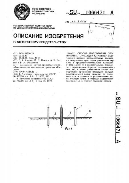 Способ подготовки орошаемых площадей к поливу (патент 1066471)