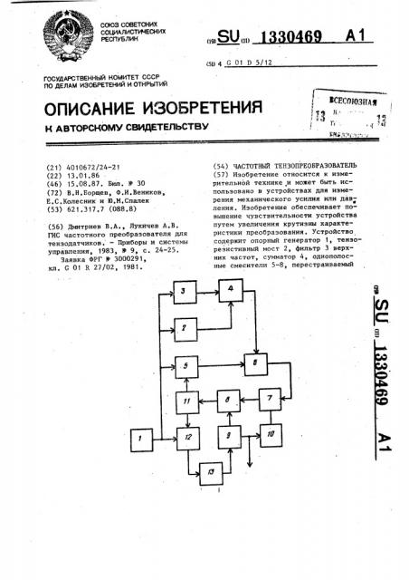 Частотный тензопреобразователь (патент 1330469)