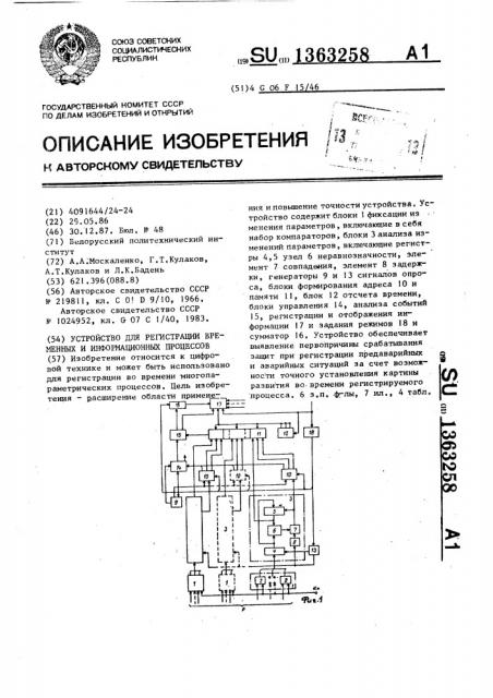 Устройство для регистрации временных и информационных процессов (патент 1363258)