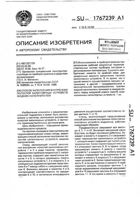 Способ заполнения внутренних полостей капиллярных устройств жидким наполнителем (патент 1767239)