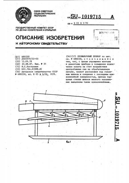 Промывочный прибор (патент 1019715)