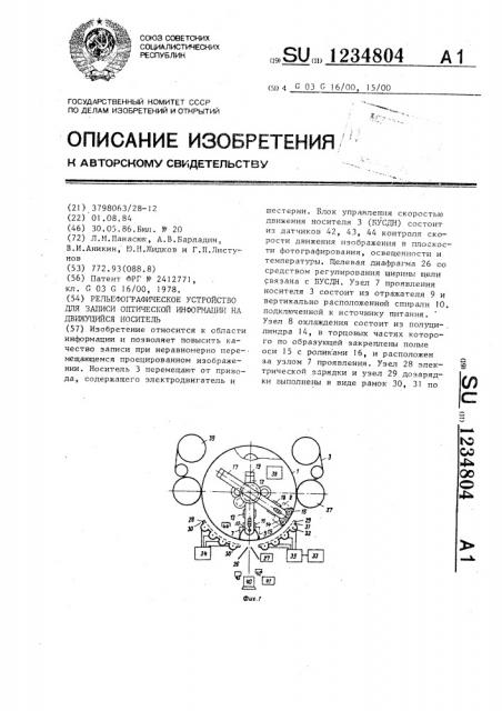 Рельефографическое устройство для записи оптической информации на движущийся носитель (патент 1234804)