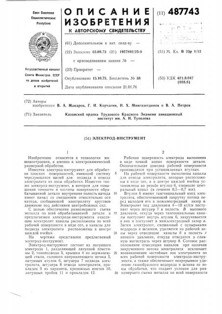 Электрод-инструмент (патент 487743)