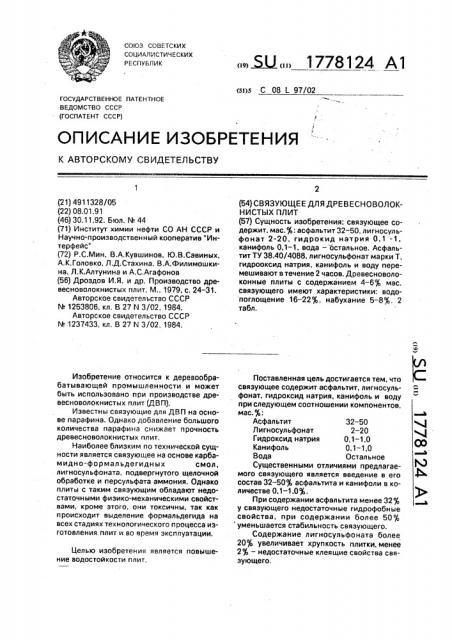 Связующее для древесноволокнистых плит (патент 1778124)