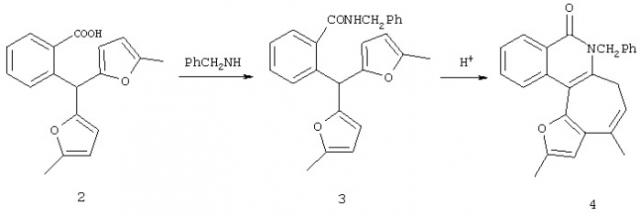 Способ получения производных 3,5-дигидро-1,11-диметилфуро[2 ,3 :3,4]циклогепта[c]изохинолин-5-она (патент 2282632)