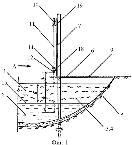 Способ определения толщины углеводородной фазы над водой в накопителе нефтяных отходов и устройство для его осуществления (патент 2393437)