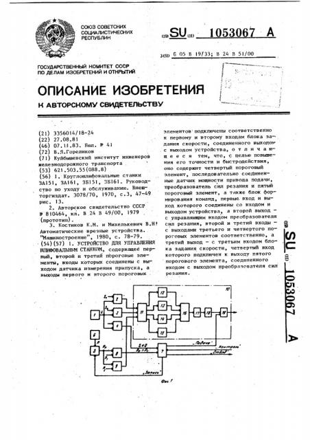 Устройство для управления шлифовальным станком (патент 1053067)