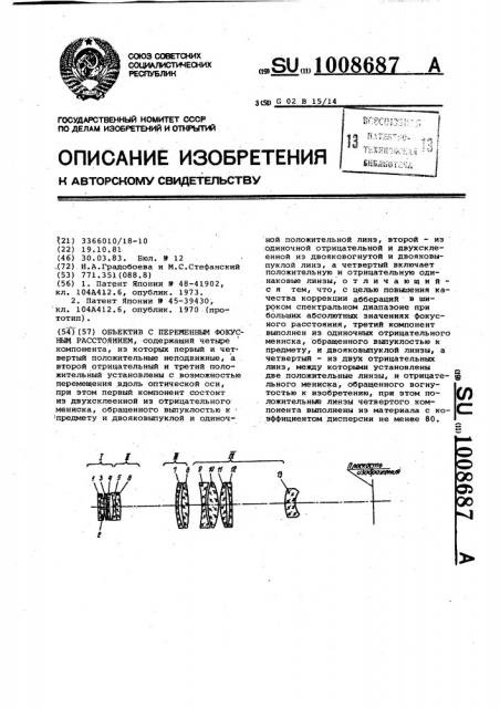 Объектив с переменным фокусным расстоянием (патент 1008687)