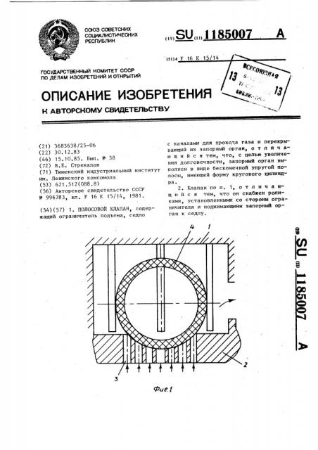 Полосовой клапан (патент 1185007)