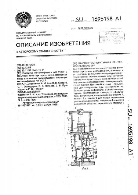 Высокотемпературная рентгеновская камера (патент 1695198)