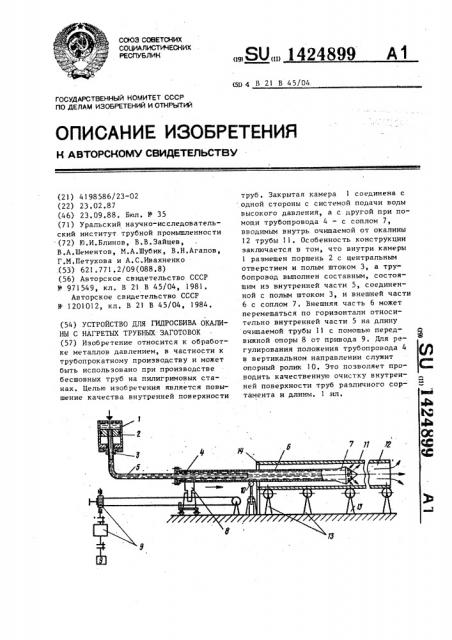 Устройство для гидросбива окалины с нагретых трубных заготовок (патент 1424899)