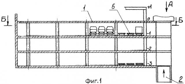 Автоматизированный многоэтажный гараж-склад (патент 2360086)