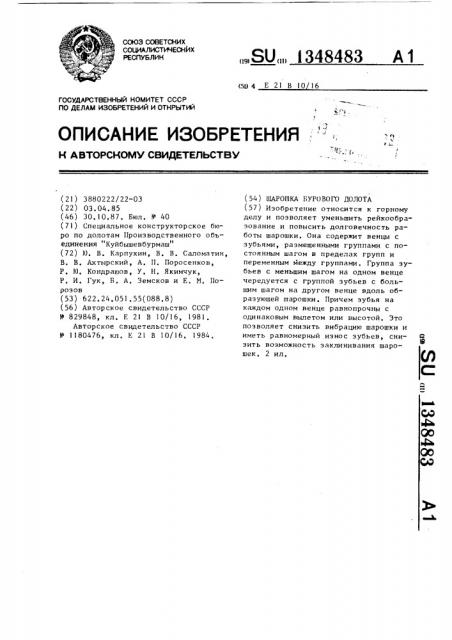Шарошка бурового долота (патент 1348483)