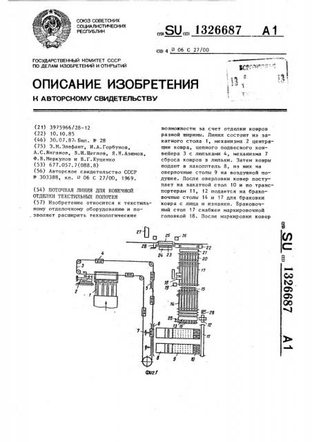 Поточная линия для конечной отделки текстильных полотен (патент 1326687)