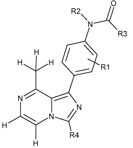 Соединения 8-метил-1-фенилимидазо[1, 5-а]пиразина (патент 2560162)