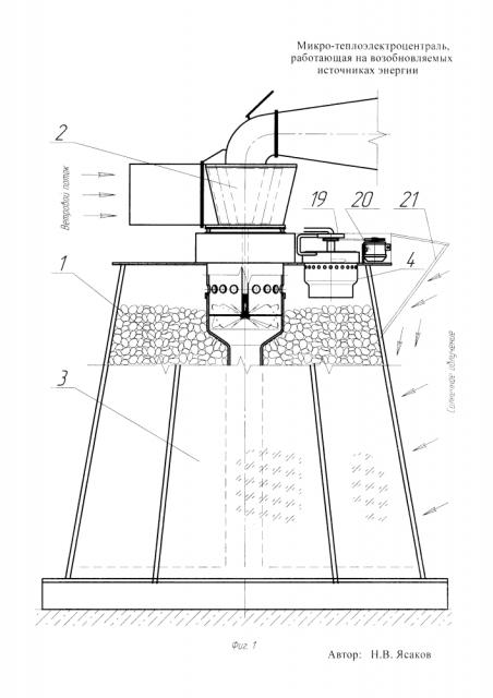 Микротеплоэлектроцентраль, работающая на возобновляемых источниках энергии (патент 2608448)